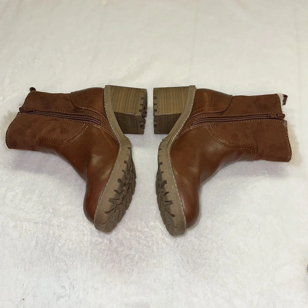 Universal Thread Womens Marla Block Heel Cognac Brown Zippered Boots Size 6 - Picture 4 of 16